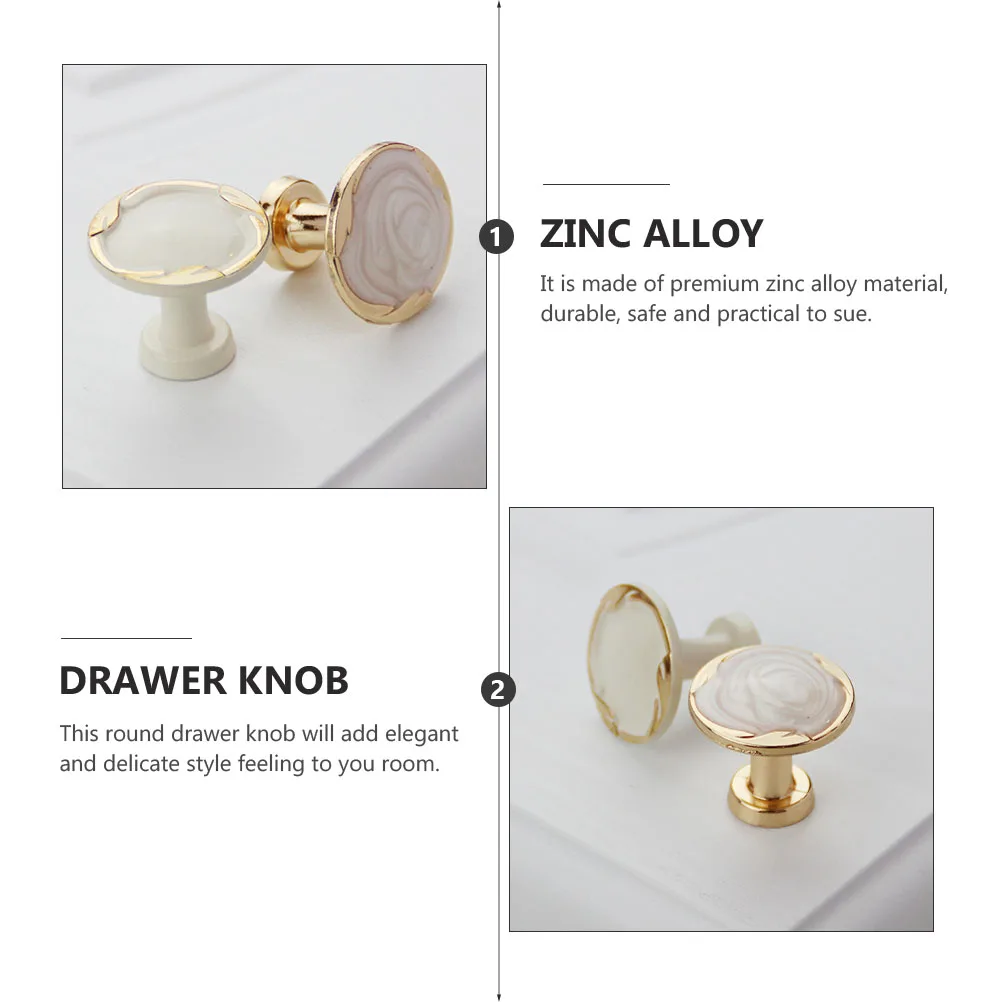 

4pcs Cabinet H Round Drawer Door Knobs White Pull Furniture Accessory Durable Retro Decor Ideal for Cabinet Dresser Drawers
