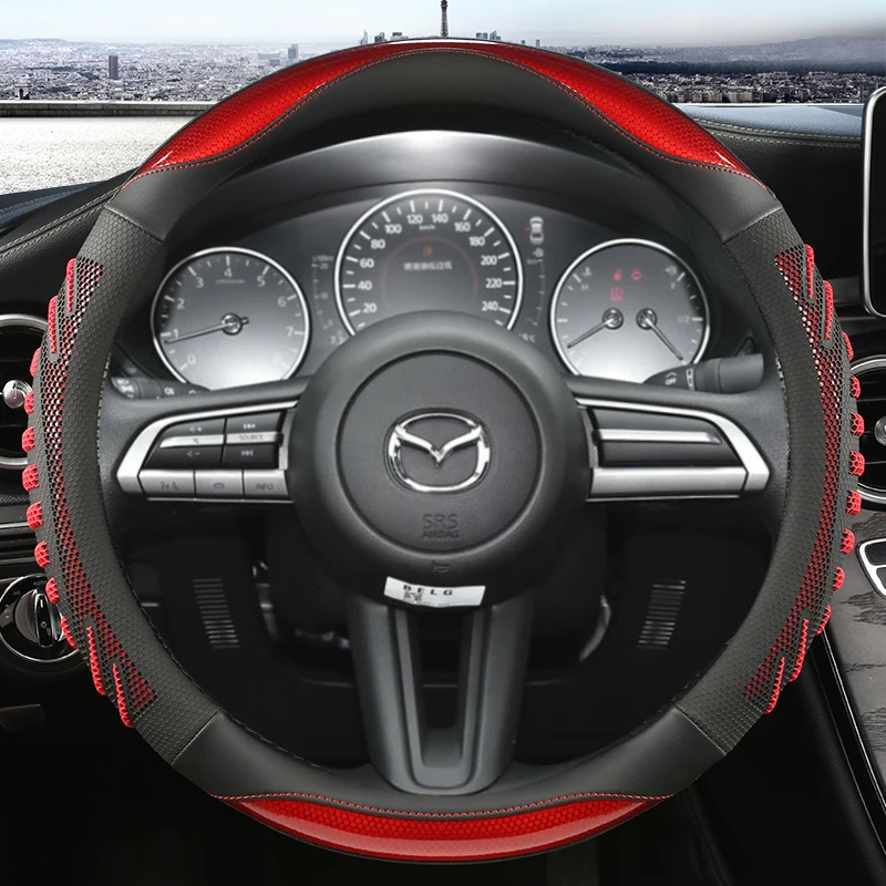

PU Leather Car Steering Wheel Cover For Mazda 3 Axela 2019 2020 2021 CX-30 2020 2021MX-30 CX-5 CX-50 2021 Auto Accessories