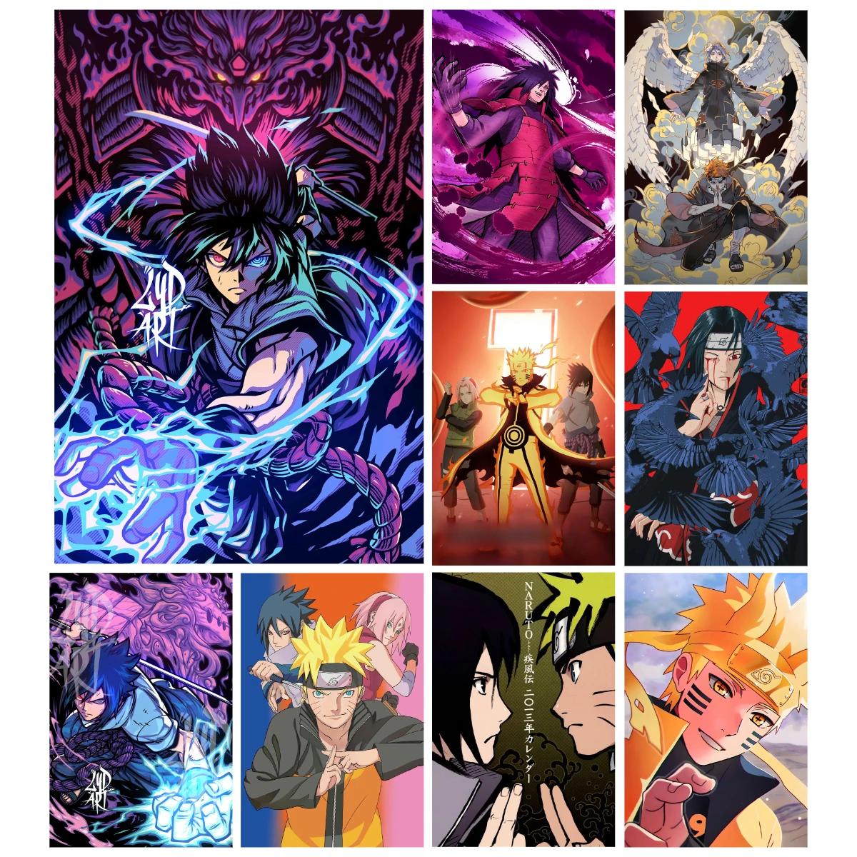 

Anime Naruto Sasuke Uchiha Unframed Canvas HD Poster, Epic Ninja Wall Art for Bedroom, Gaming Room, Living Room & Home Decor