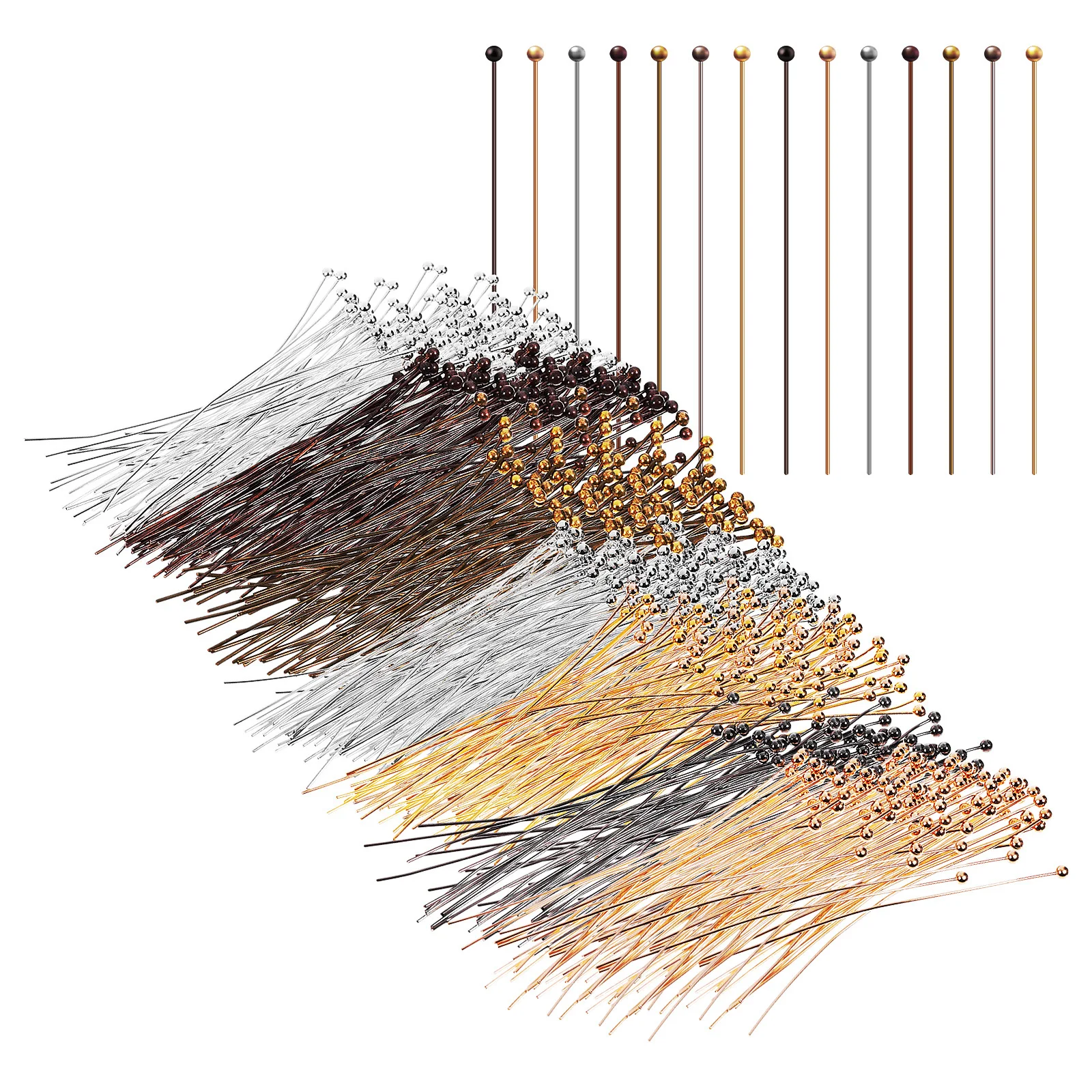 

200 pcs Diy Thin Ball Head Metal Needles For Jewelry Making Earrings Necklaces Bracelets Crafts Connector Tools Set