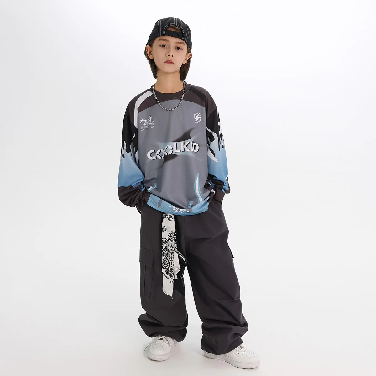 Loose Long Sleeve T-shirt Pant Clothes Street Dance Boys Jazz Dance Costumes Hip Hop Dance Performance Stage Clothing DN21863