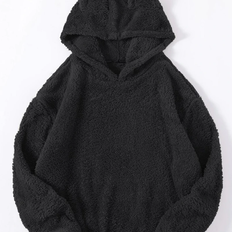 Autumn Winter New Fashion Solid Long Hoodies Sleeve Lamb Wool Sweatshirts Women's Clothing Casual Pockets Korean Loose Chic Tops