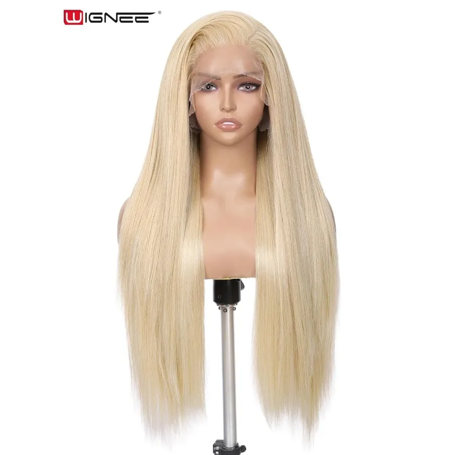 شعر مستعار صناعي بدانتيل أمامي 13x6 من WIGNEE 28 شعر مستعار أشقر مصنوع يدويًا باروكات أمامية من الدانتيل مع شعر كانيكالون فوتورا ضخم Lo