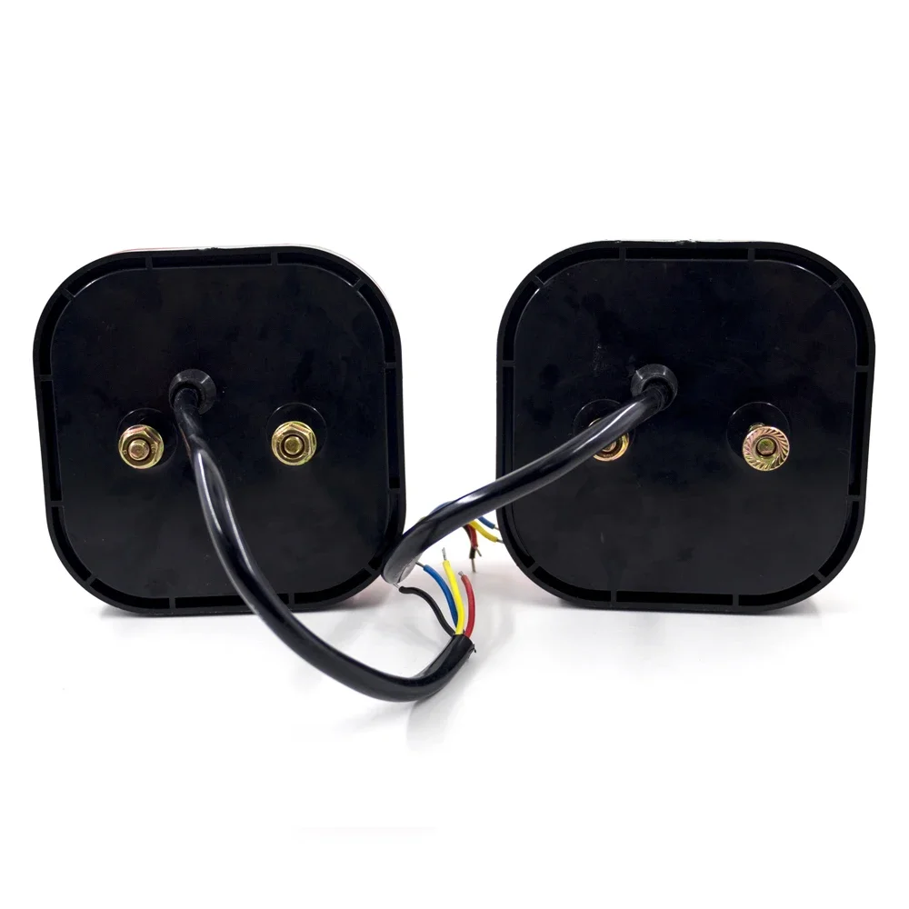 2 Stuks 12V-24V Vierkante 4Inch Led-achterlicht Licesen Plaat Achterlicht Richtingaanwijzer voor Trailer Bus Pickup Achter Links Rechts Remlicht