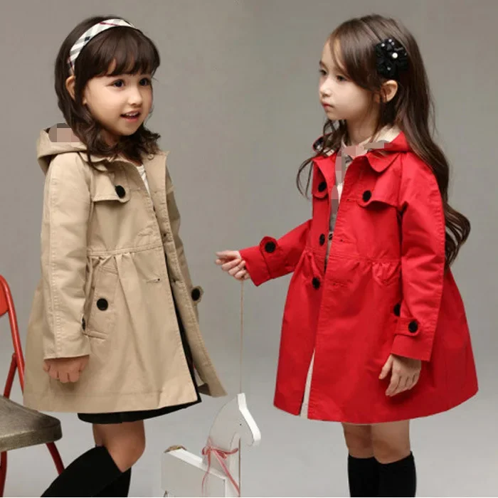 

2024 Korean Spring Autumn Children Girl Top Windbreaker Cardigan Elementary Girl Wearing Outerwear Hot Serials Tops Long coat