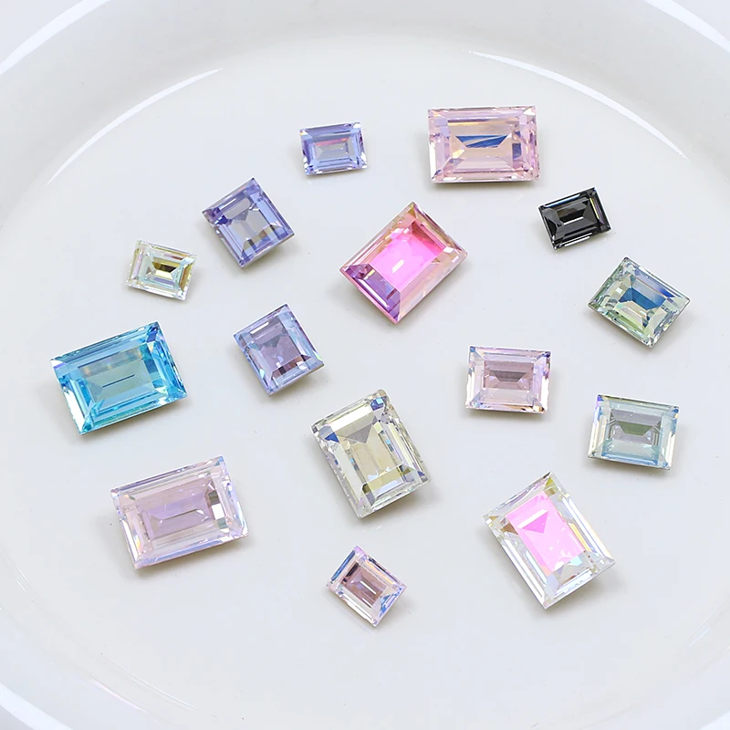 Rectangle Shape K9 Crystal Fancy Stone Pointback Stone Glitter Rhinestone For DIY Nail Art Decorations Jewelry Making