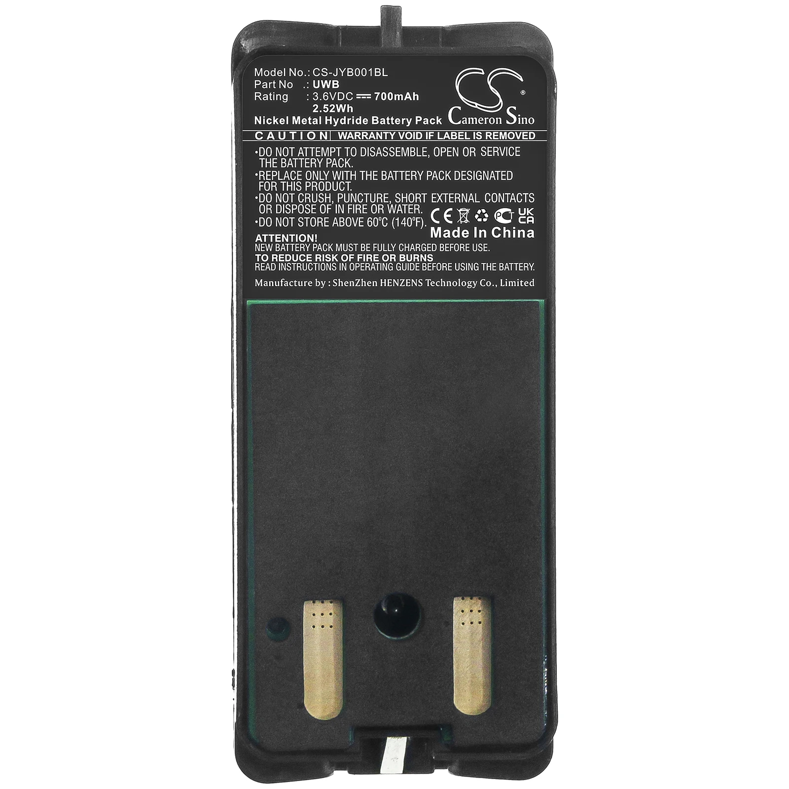 Crane Remote Cont Battery For  JAY UWB  Control ECU  Industrial HF Standard  A001  Volts 3.6  Capacity 700mAh / 2.52Wh  Ni-MH