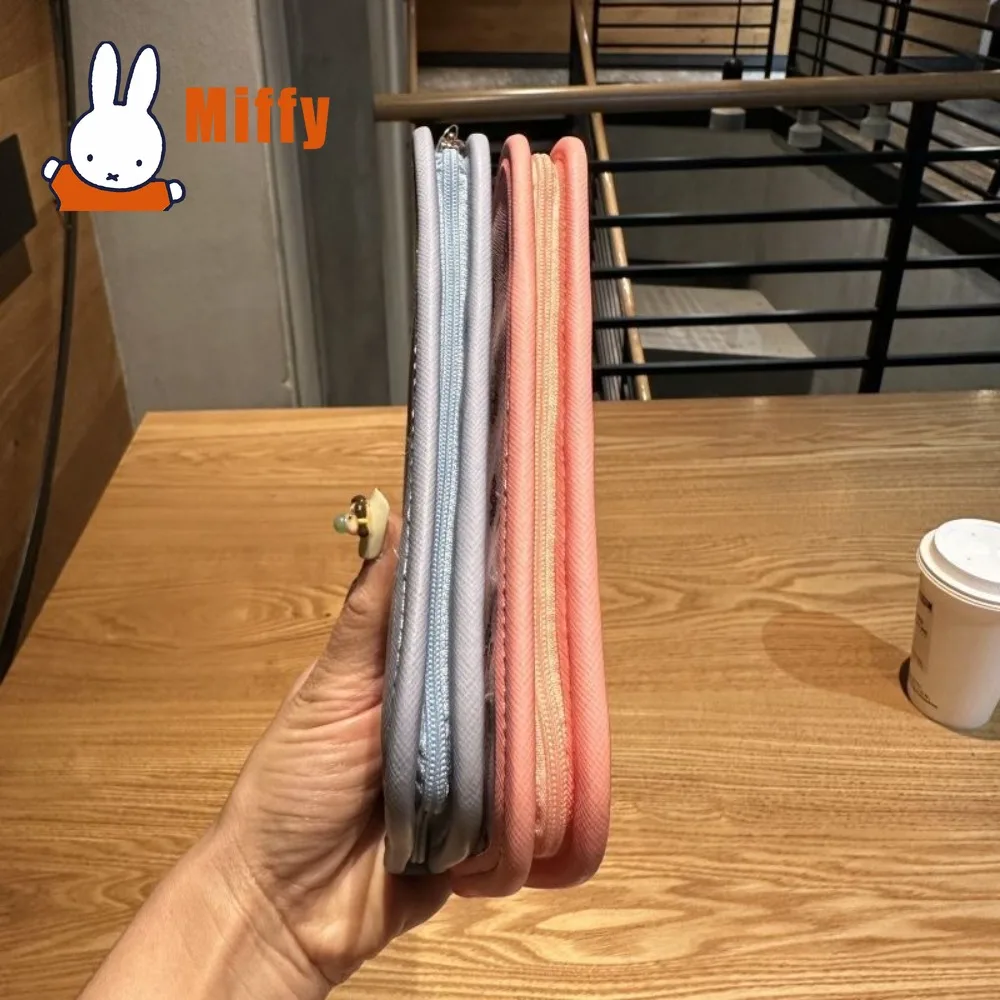 Kawaii Miffy Travel Passport Holder Cute PU Zipper Wallet Multi-slot Card Organizer Transparent ID Window Airport Girl Gift view 5