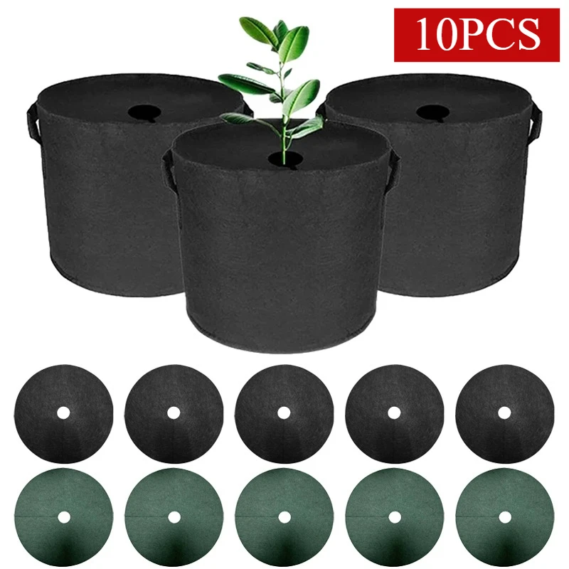 

10PCS Garden Lawn Film Breathable NonWoven Mulch Ring Tree Weed Control Barrier Mat Plant Root Protection 15/25/32/42/52/62/72cm