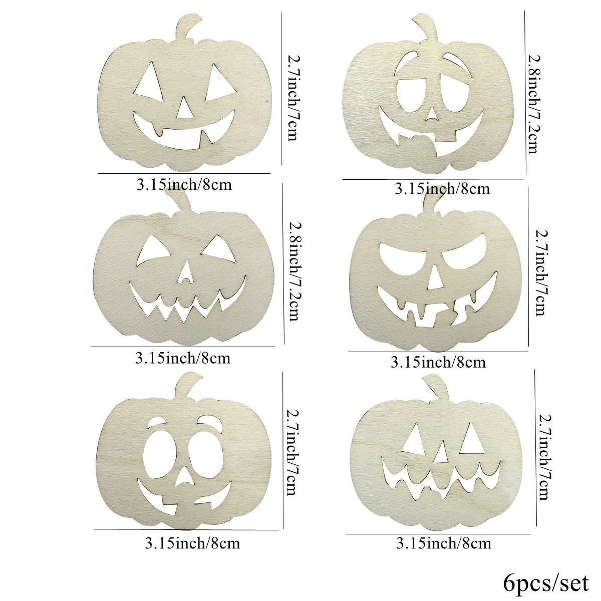 6 pz/set zucca in legno artigianato appeso divertente ornamento di zucca per la festa di Halloween decorazioni per la tavola di casa bambini regali