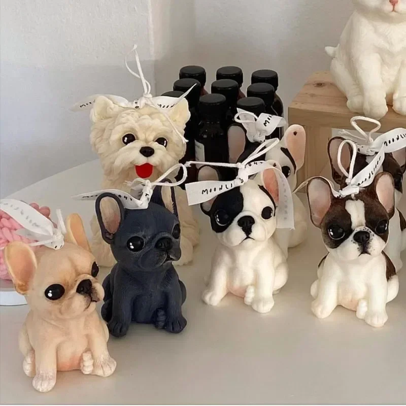 

Высококачественная силиконовая форма для свечей в виде щенка французского бульдога, новинка 2026 года, для изготовления фигурок животных из смолы, щенков собак, домашнего декора, подарков