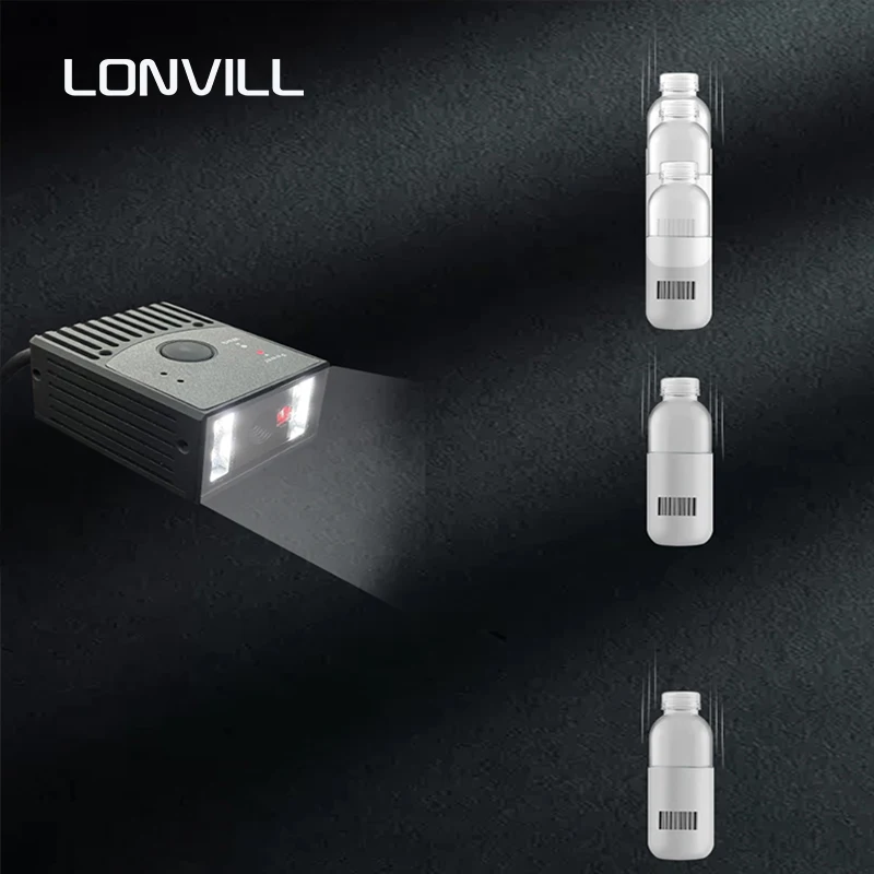 LONVILL High Motion Tolerance Decoding IP65 Protection Industrial Grade Barcode Scanner for Scanning Bottles