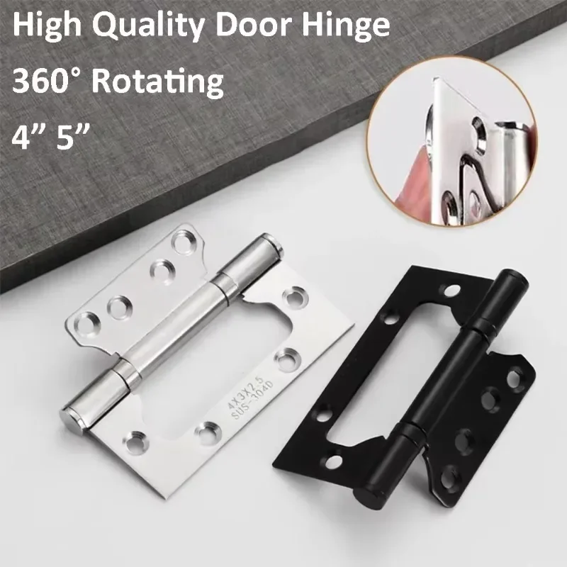 Stainless Steel Hinges for Bedroom Bathroom Wooden Doors - Available in 4 Inches or 5 Inches - Durable Slotted Free Hinges