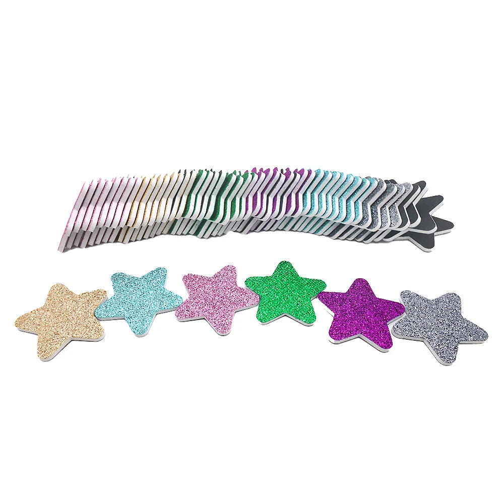 

50 шт., многоразовые пилки для ногтей в форме цветных звезд