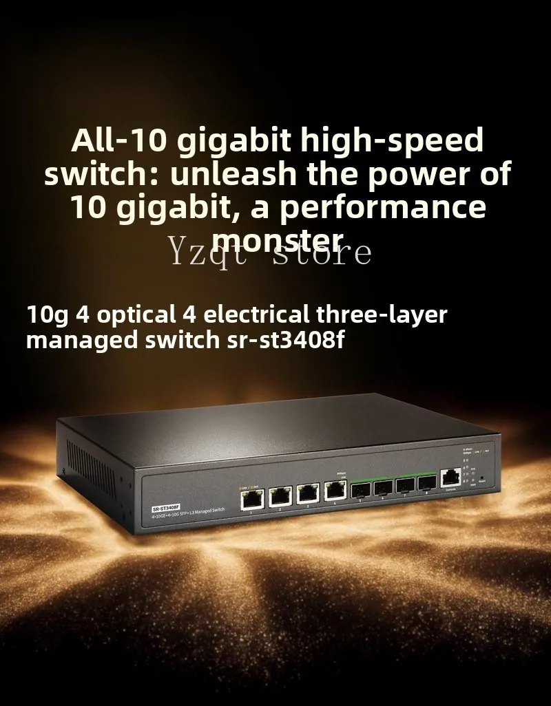 8-Port 10 Gigabit switch 40,000 Megabit 40,000 Megabit Layer 3 Managed Switch VLAN Division LACP Link Aggregation 10G Compatible