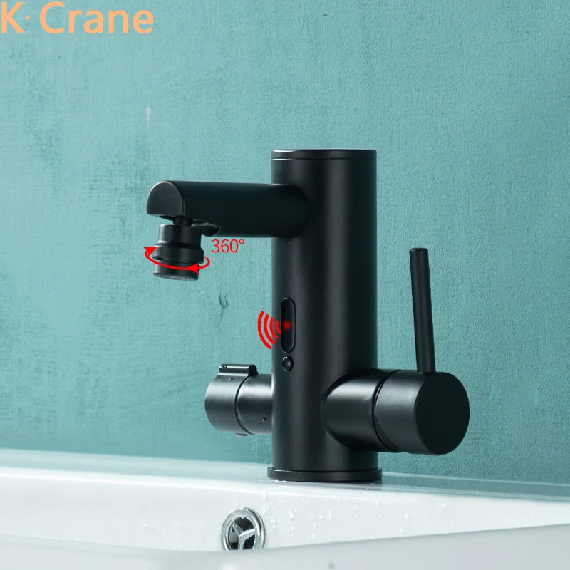 

Basin Sink Touchless Faucet Bathroom Hot Cold Mixer Infrared Motion Sensor Tap 360 Degree Swivel Rotation Nozzle Copper Faucets