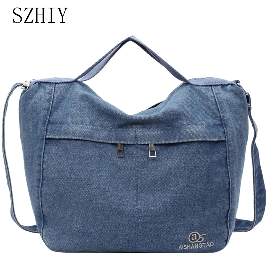 

Fashion Soft Denim Bag for Women Designer Artistic Versatile Casual Crossbody Bag Wide Shoulder Strap Single Mid Shoulder Bag