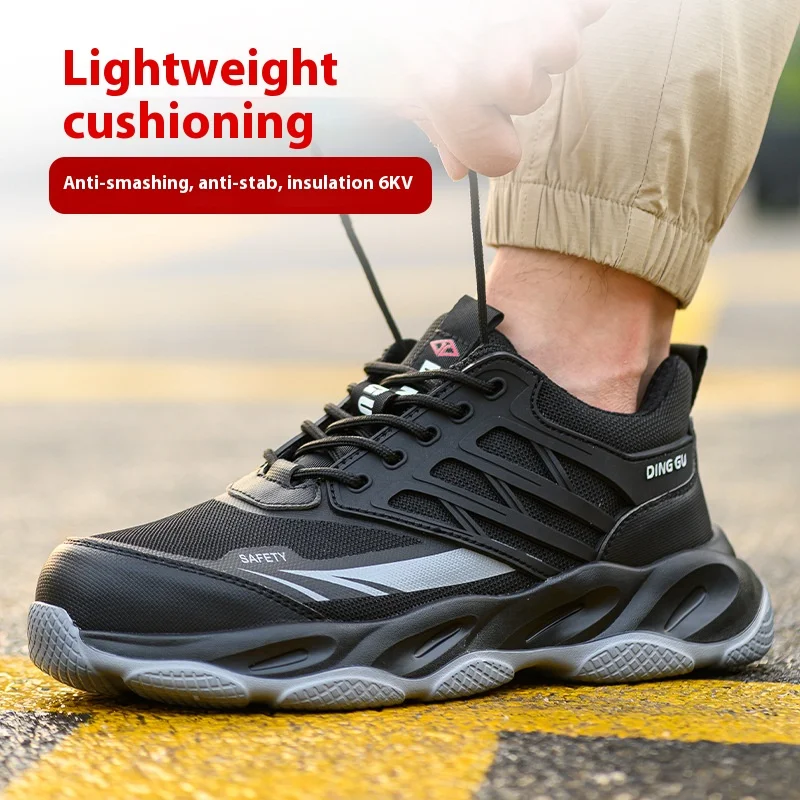 

Work Safety Shoes Men Breathable Air Cushion Safety Boots Indestructible Steel Toe Shoes Protective Security Work Sneakers