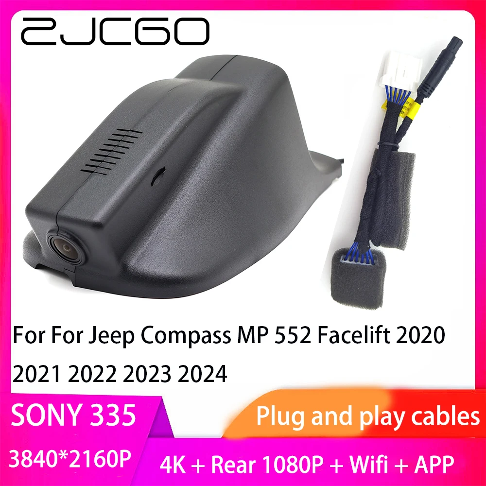 

ZJCGO Plug and Play DVR Dash Cam UHD 4K 2160P Video Recorder For Jeep Compass MP 552 Facelift 2020 2021 2022 2023 2024