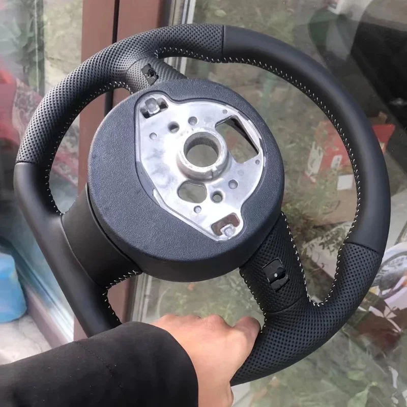 Geperforeerd Stuurwiel Platte Bodem Stuurwiel Campagne Montage Voor Audi A3 A4 A5 S4 S5 Q3 Q5 Q7 Met Peddel