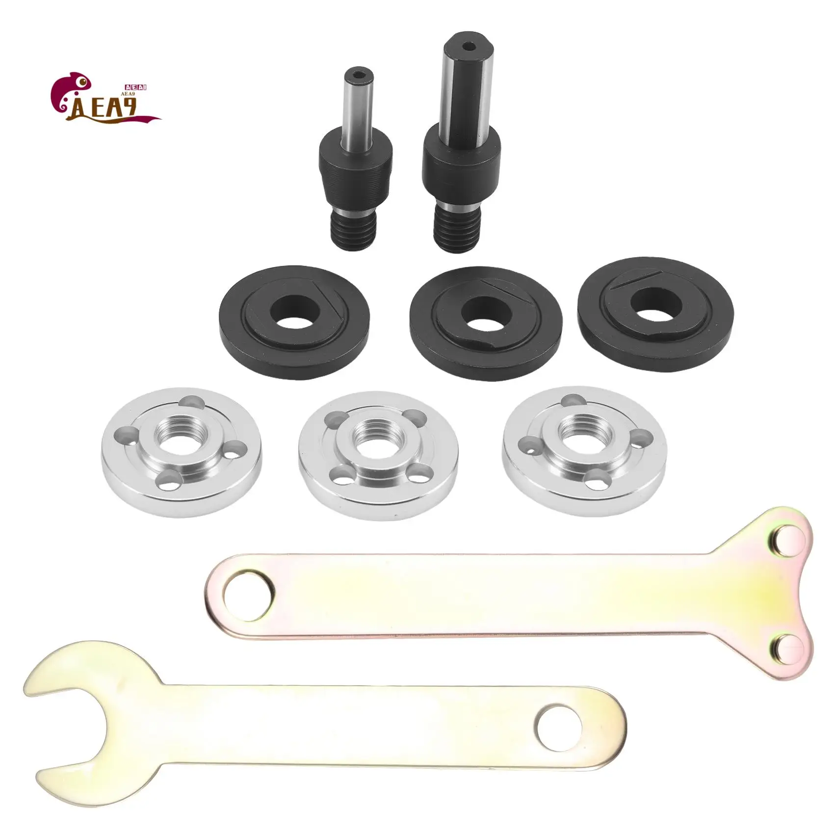 

AEA9-Drill Angle Grinder Adapter With Flange Nut Parts Set,3 Set Replacement Grinder Flange Nuts And Wrench Conversion Tool