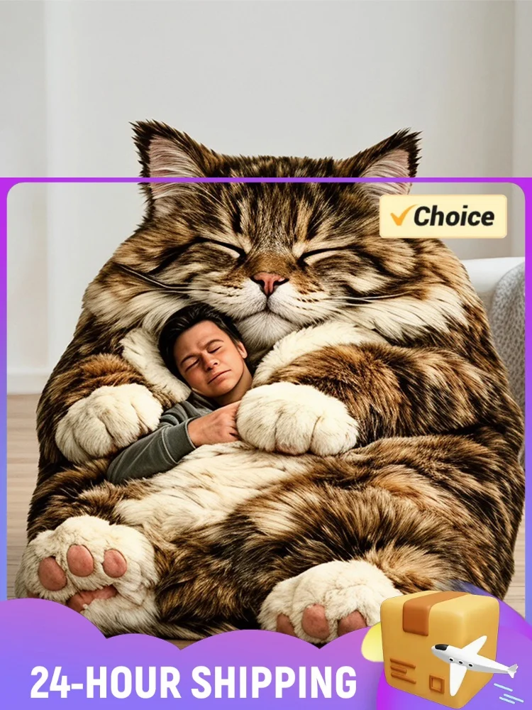 Giant Animal Sleeping Bag Comfortable Soft Animal Envelope Blanket Cute Cat Envelope Sleeping Bag for Adults Winter Outdoor Use