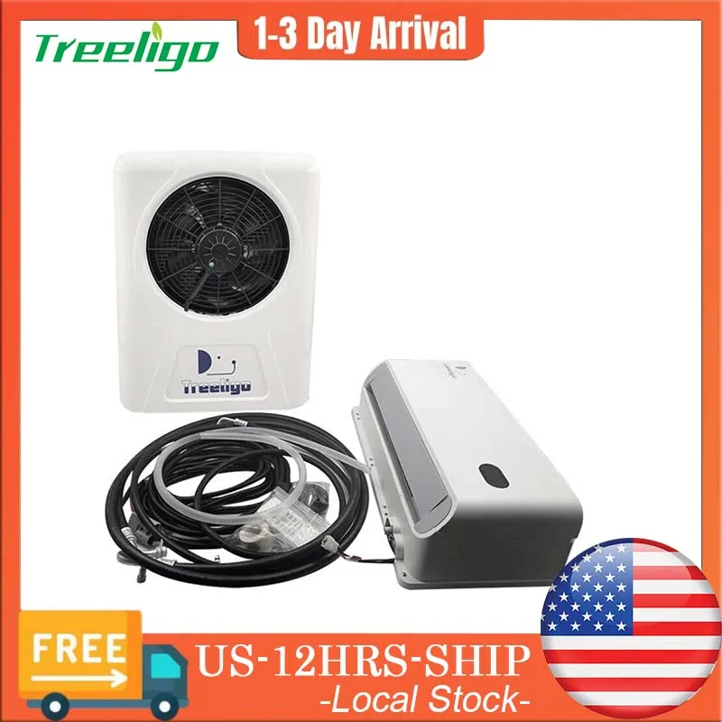 Treeligo 12V 24V 10500BTU Car Electric Parking Air Conditioner Split Air Conditioning For Truck Caravan Camper Van RV Motorhome