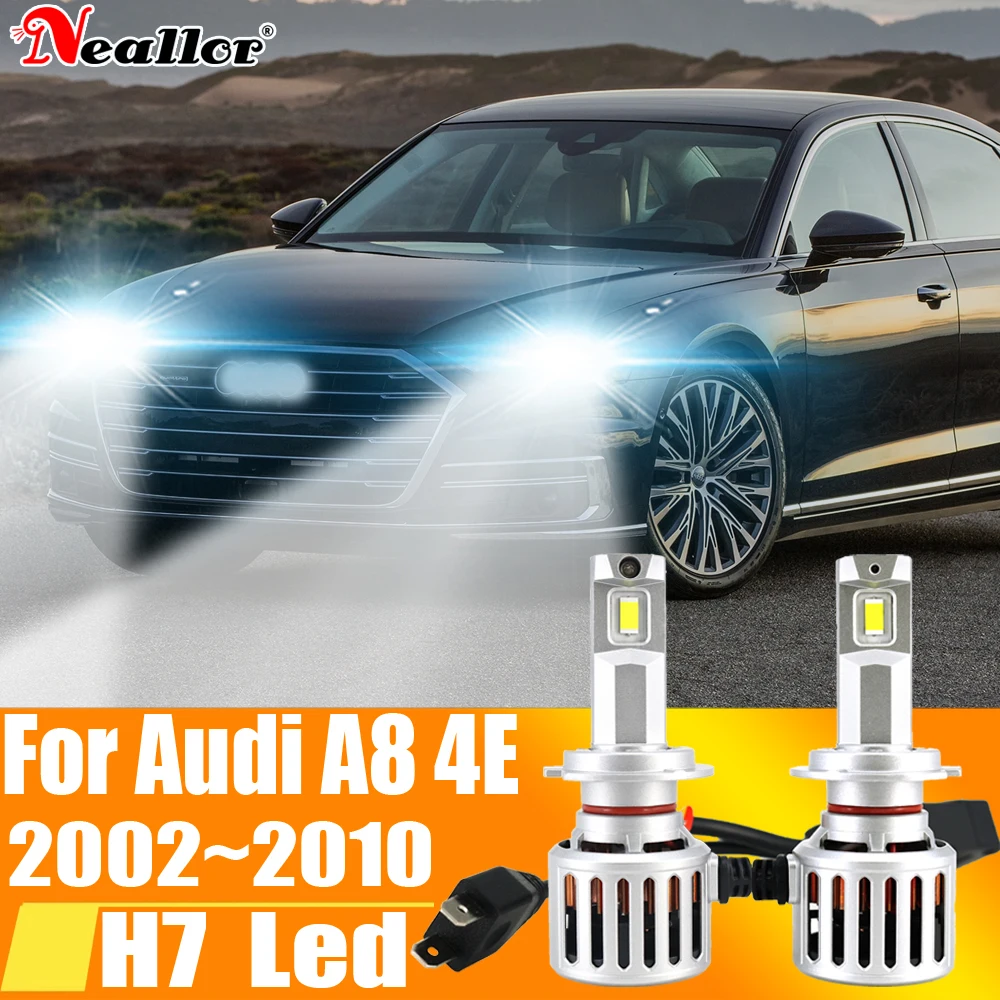 

2pcs High Power H7 Led Light Canbus No Error 6000K White Car Headlight Bulb Moto Diode Lamp 12v 55w For Audi A8 4E 2002~2010 A4