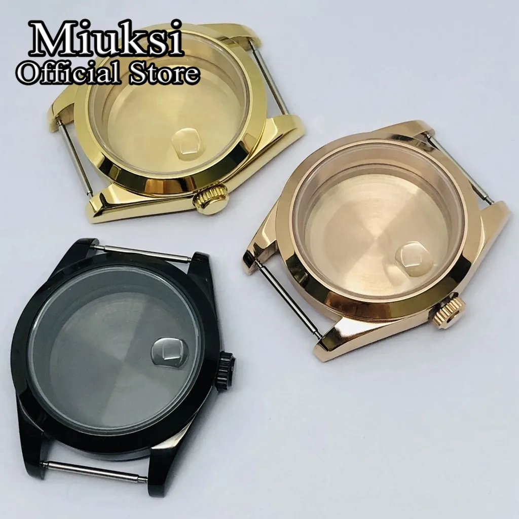 Miuksi 36mm/40mm silver gold black watch case sapphire fit NH35 NH36 NH34 ETA2824 2836 Miyota8215 PT5000 DG2813 3804 movement