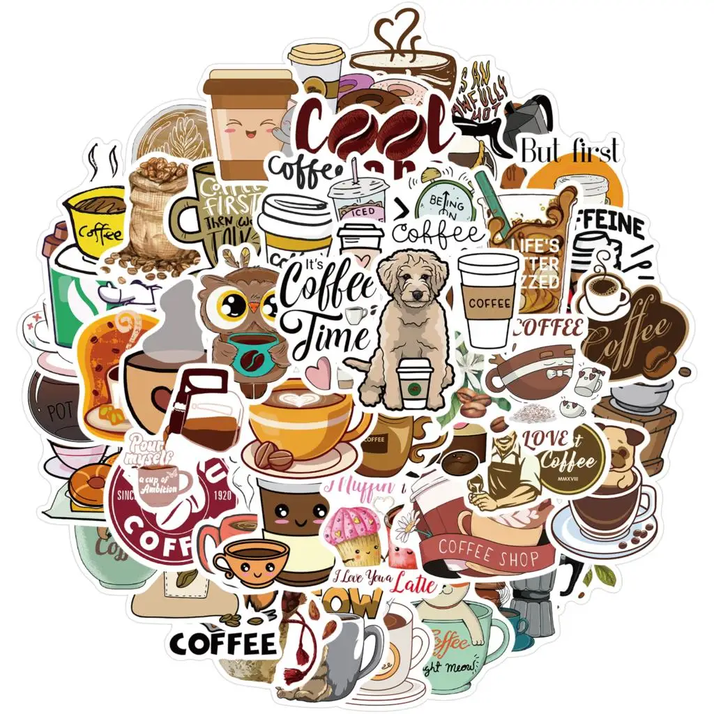 50PCS Vintage Rooftop Coffee Shop Stickers Set Scrapbooking Stickers For Journal Planner Diy Crafts Scrapbooking Diary