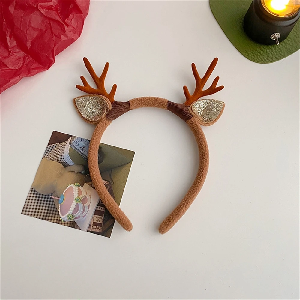 New Cute Deer Horn Hair Band Children\'s Christmas Headwear Autumn Winter Plush Headband Hair Clip Women\'s Jewelry New Year Gifts