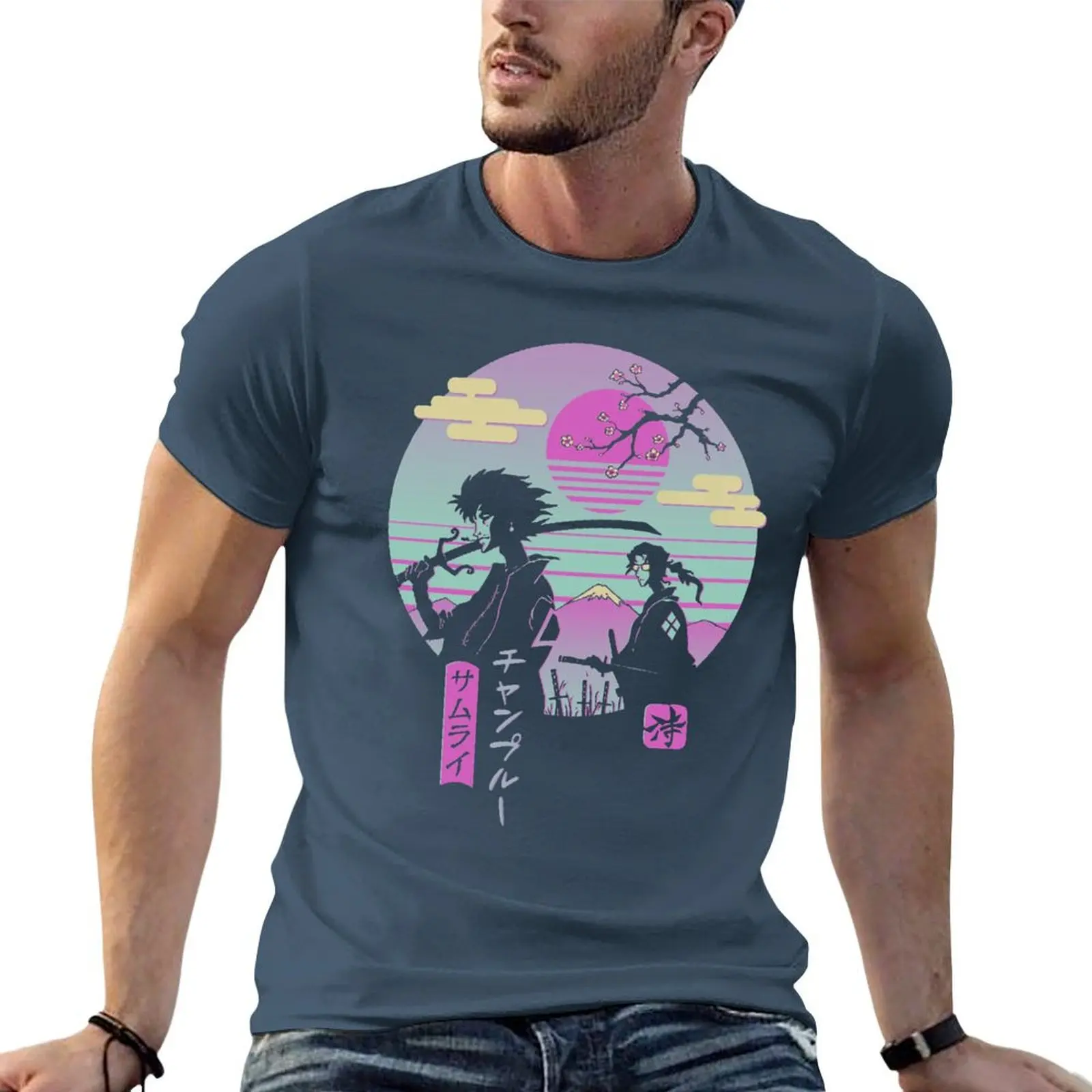 2025 New model Fashionable and Innovative Samurai champloo T-shirt new edition summer top customs vintage mens t shirts casual s