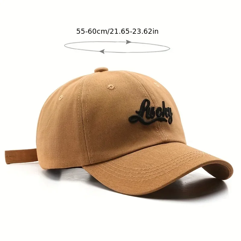 Lucky Embroidery Casual Baseball Cap Solid Color Simple Dad Hat Unisex Sun Hats For Women Men