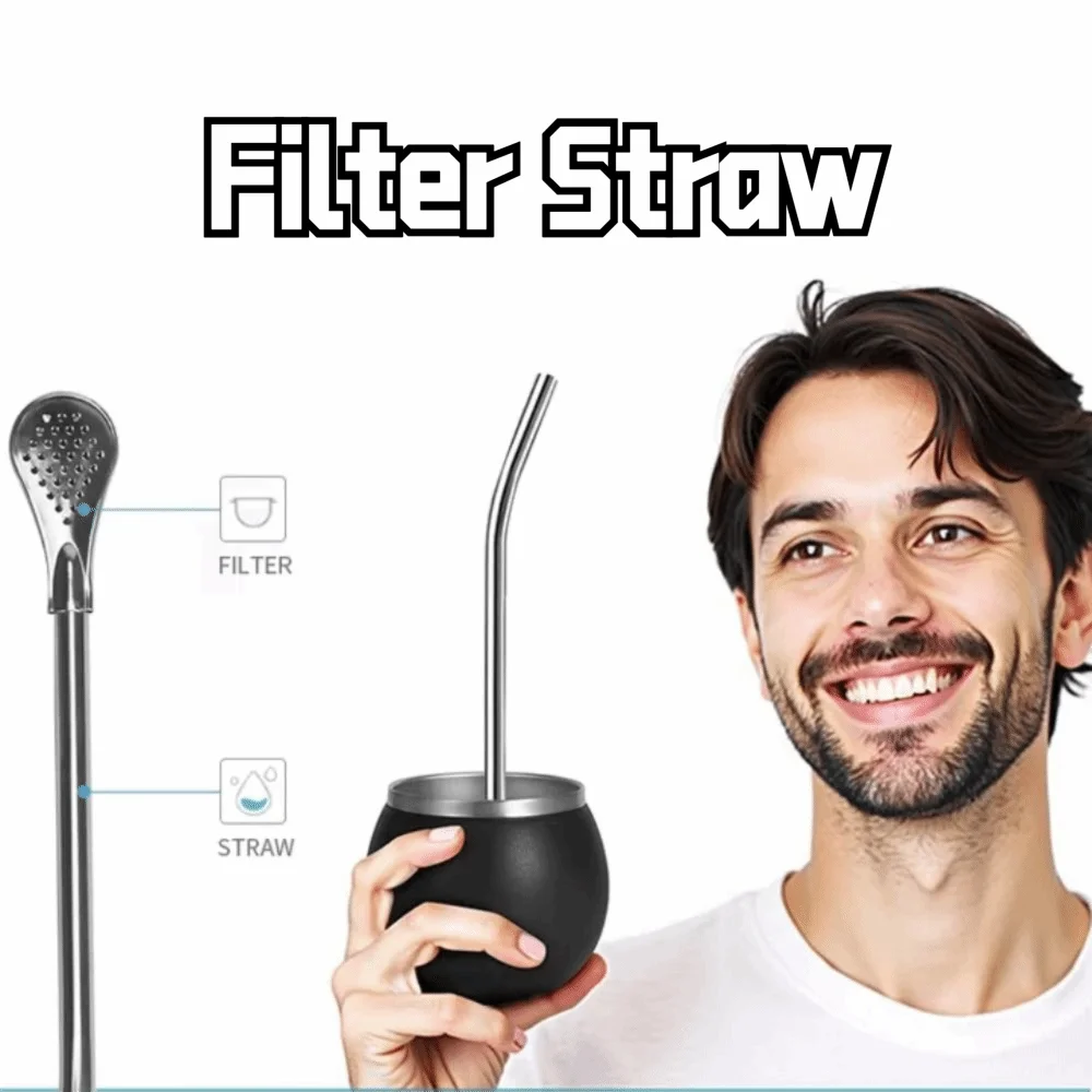 

1.3L Yerba Mate Thermal Bottle Double-Walled with Straw Thermos Flask Leak-proof Large Capacity Insulated Bottle Camping