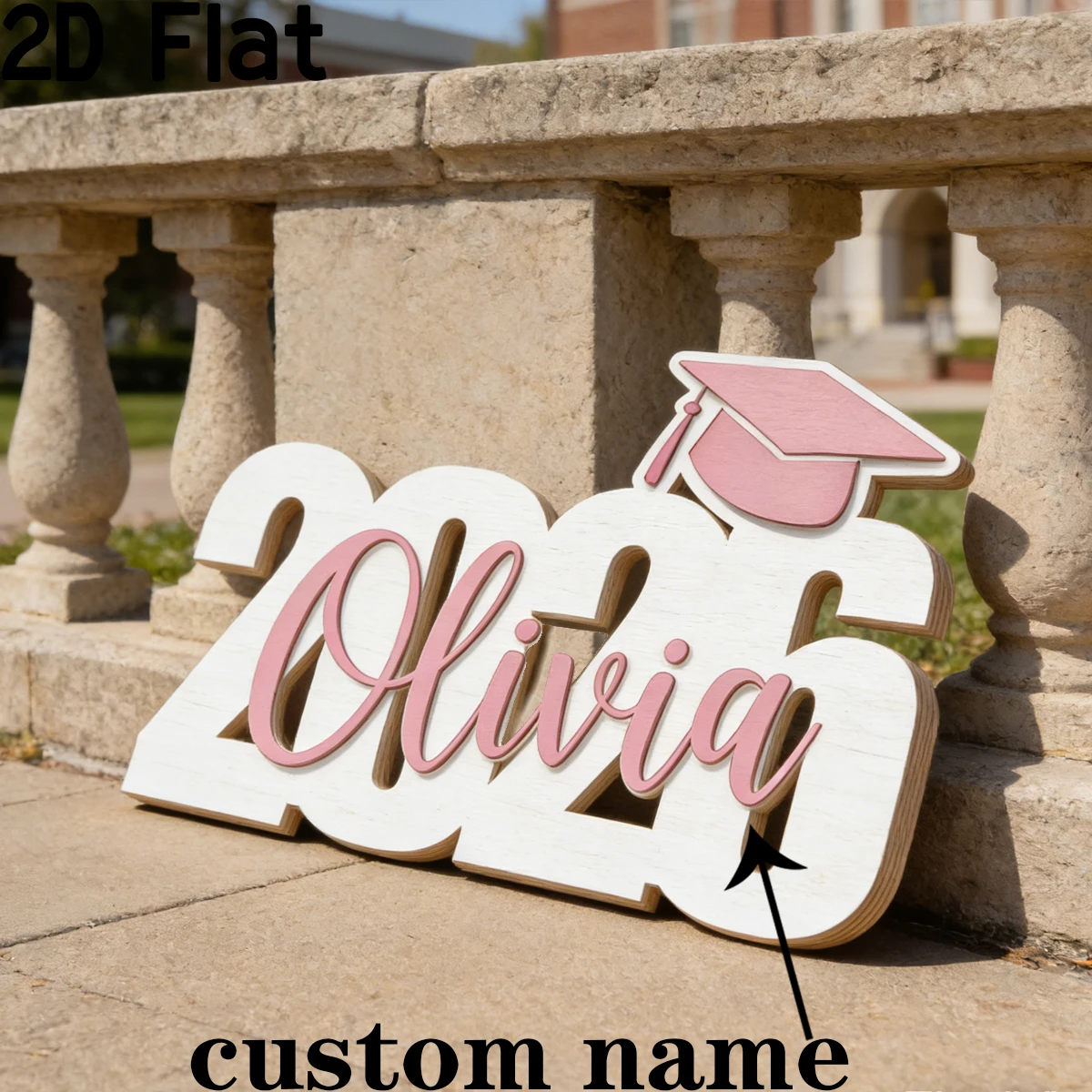 1pc Custom Name Graduation 2026 Wooden and Acrylic Double-Layer Nameplate, DIY Graduation Back to School Gift view 4