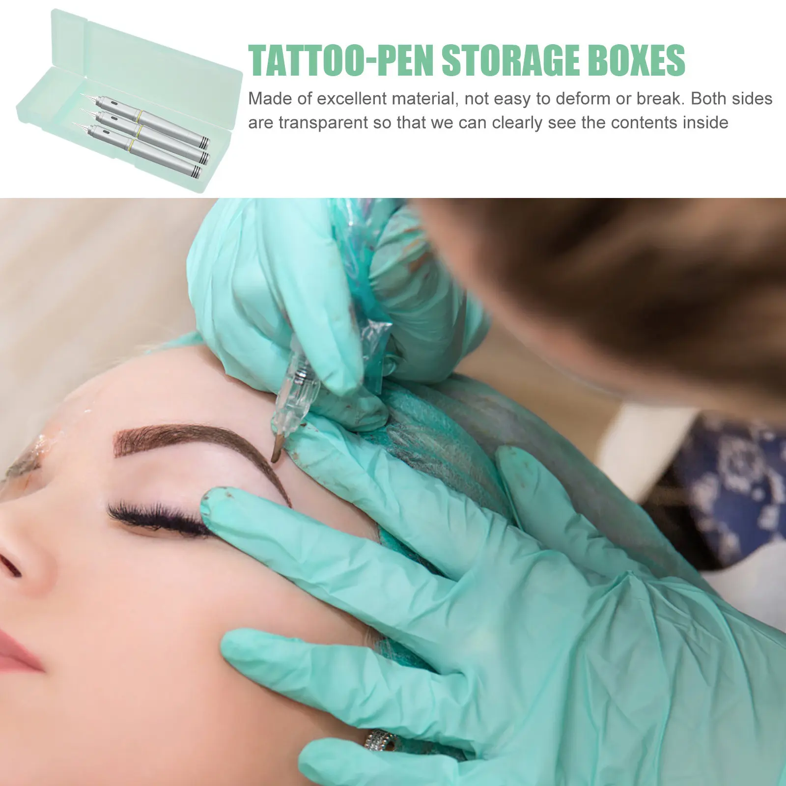

3 шт. прозрачные пластиковые коробки для хранения тату-ручек, практичные футляры для карандашей, прочные органайзеры для хранения