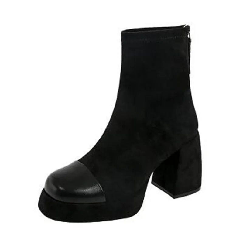 Designer de luxo novo inverno feminino moderno tornozelo botas casuais botas curtas senhoras plataforma grosso salto alto sapato goth botas mujer