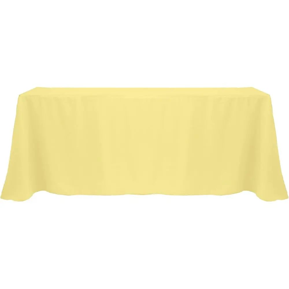 

-5 Pack- 108 X 132-Inch Rectangular Polyester Linen Tablecloth With Rounded Corners, Cornsilk Light Yellow