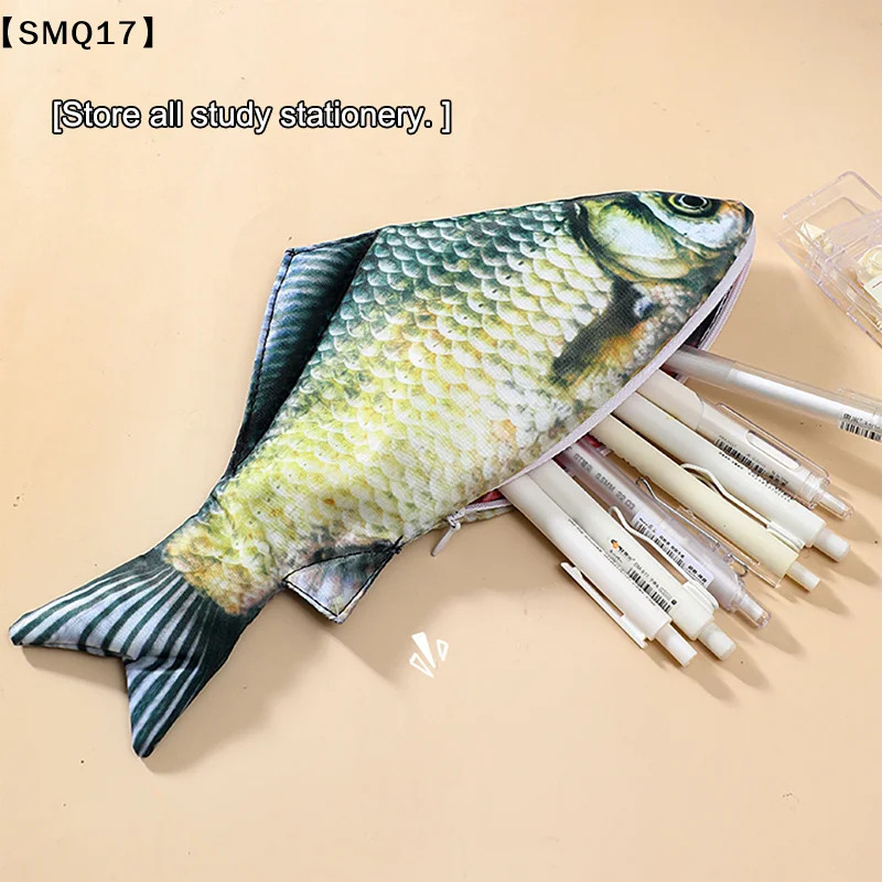 Creative Simulated Salted Fish Pencil Case Large Capacity Pencils Pouch Cute Pencil Bag Funny Back School Acsesories Gift【SMQ】