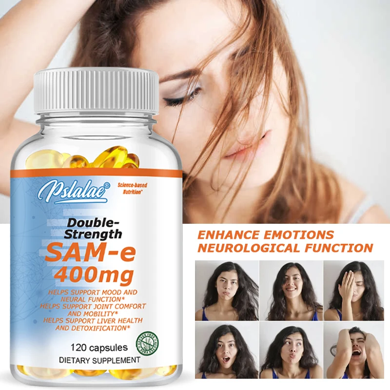 Cápsulas de vitamina Sam E, suplemento de memoria de 400 mg para soporte cerebral, refuerzo del estado de ánimo, salud de las articulaciones y soporte del hígado, suplementos nootrópico