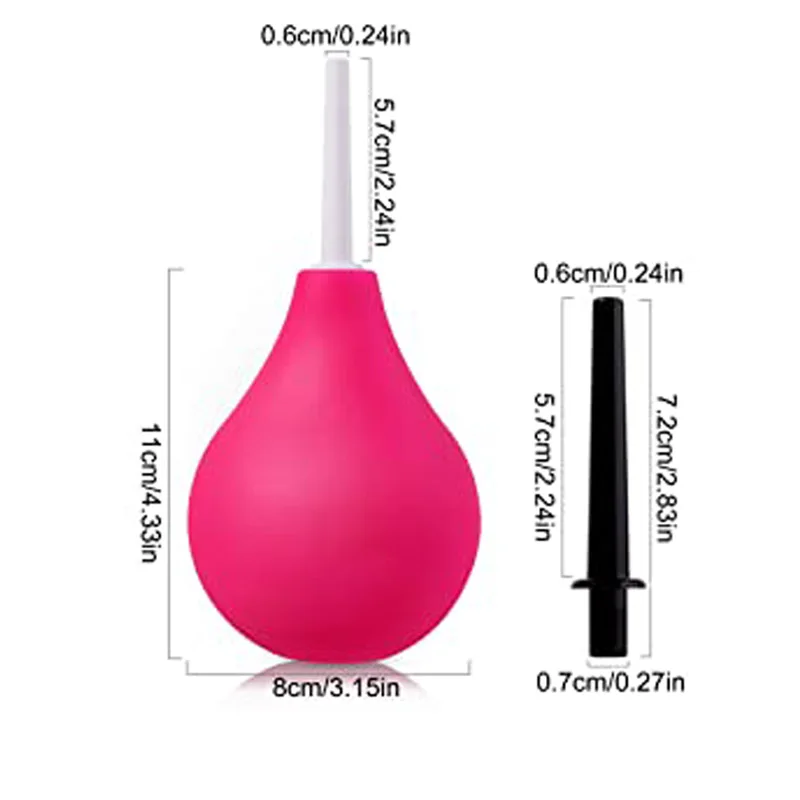 225ml Douche Anal Enema Shower Pump Container Red Pink Silicone Enema Syringe Bulb Kit Shower Cleaning Nozzle Tip Tool Gay