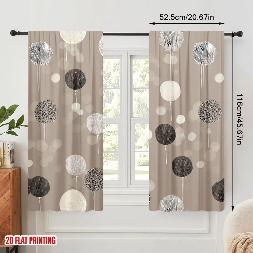 2pcs,2D plane printing Print Curtains Abstract Circle Fusion Versatile Fabric (without rod) Decorations Outdoor Ldeal for