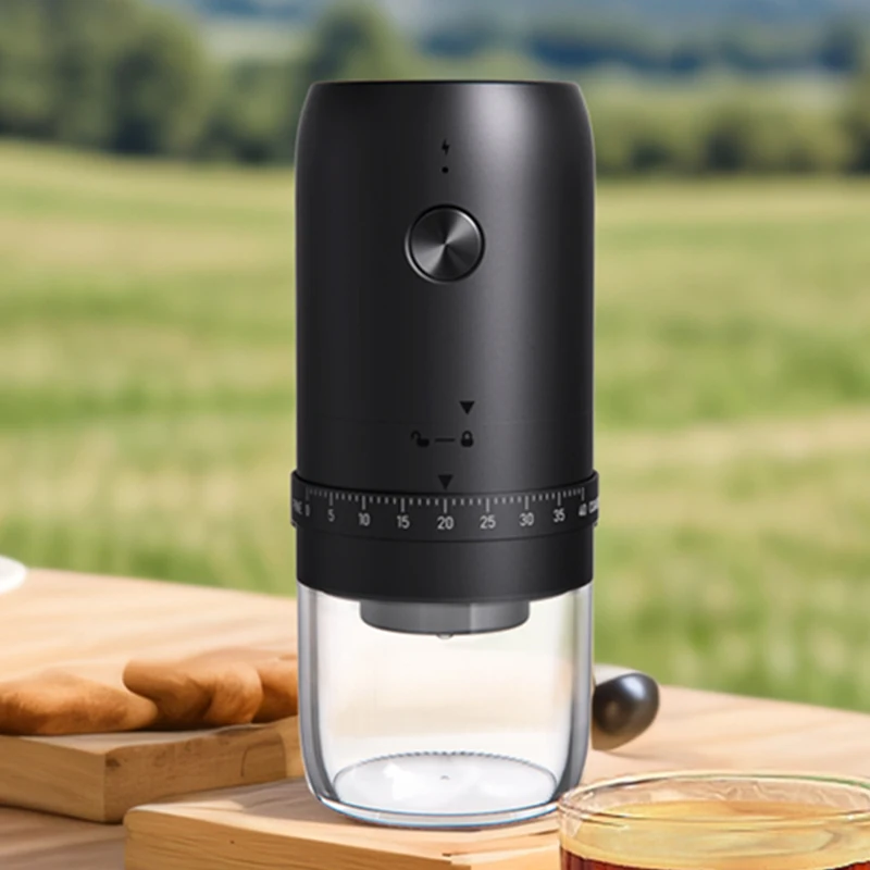 مطحنة القهوة الكهربائية المحمولة القابلة لإعادة الشحن عبر USB، مطحنة القهوة المنزلية القابلة للتعديل مناسبة للتخييم