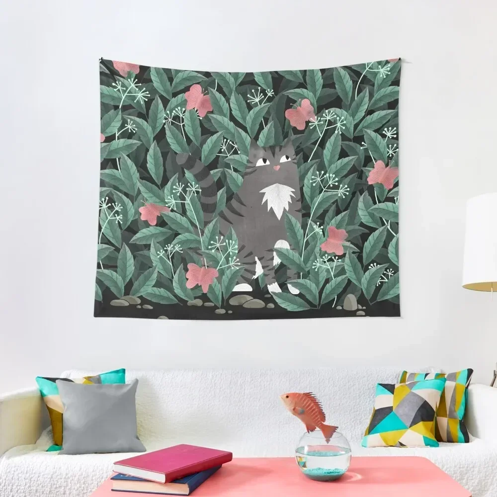 

Butterfly Garden (Tabby Cat Version) Tapestry Things To Decorate The Room Bedroom Decor Bathroom Decor For Bedroom Tapestry