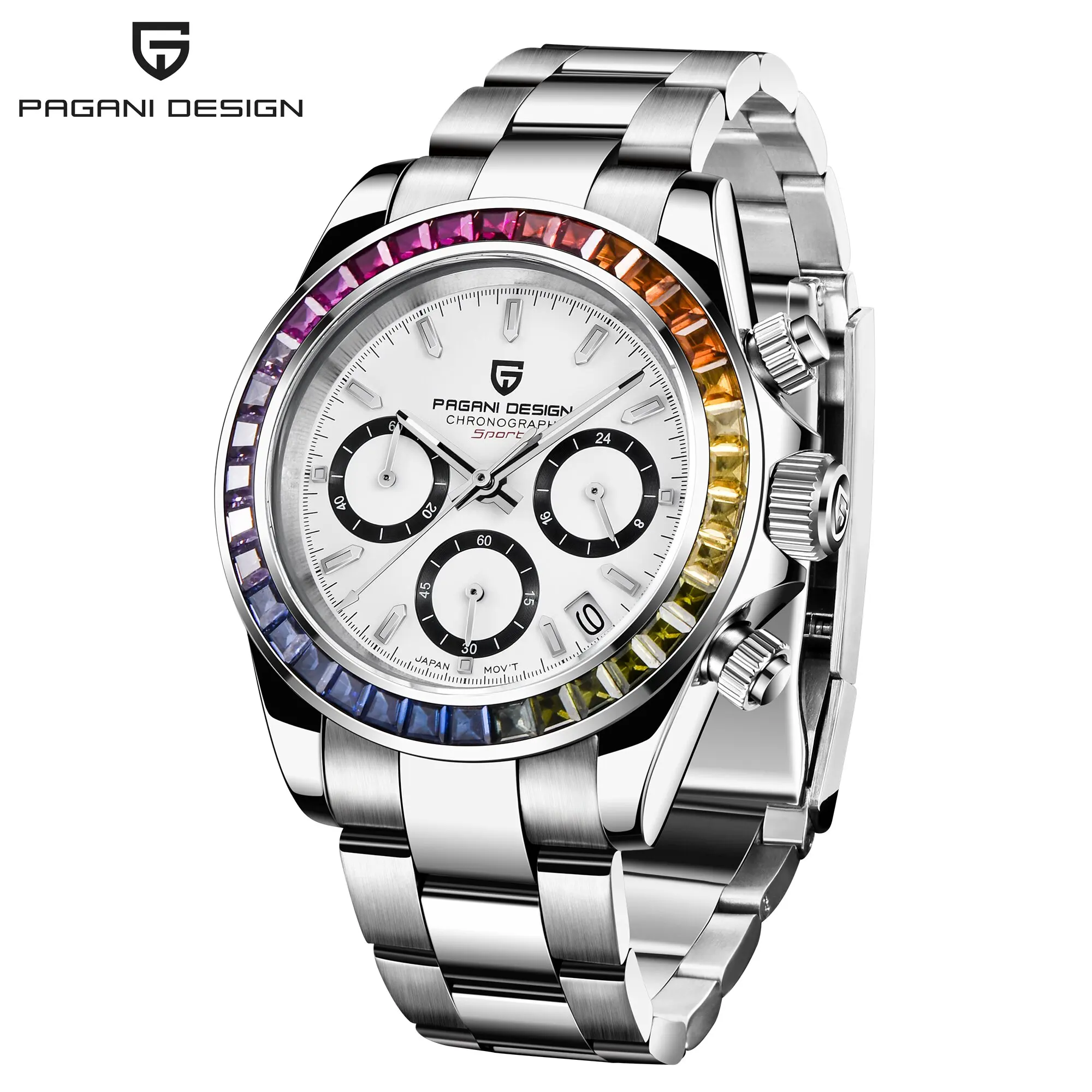 PAGANI DESIGN Men's Casual Quartz Watch 40Mm Outdoor Trendy Stainless Steel Sapphire Wear-Resistant Mirror Luminous Diving Watch image 3