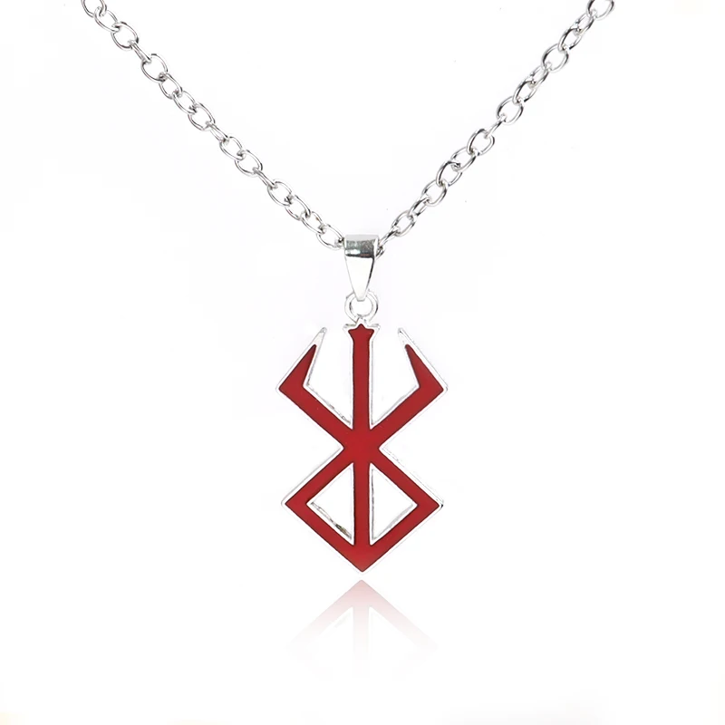 Hot Japan Anime Game Red Enamel Key Chains Behelit Sword Wind Legends Warrior Pendant Necklace Viking Jewelry Gift for Men Woman