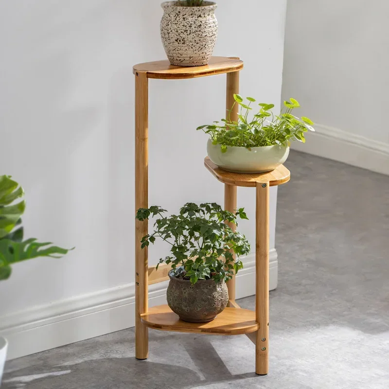 Creative Bamboo Plant Stand, Triangular Structure Flower Stand, Fine Workmanship Rack for Plants, Stable Structure