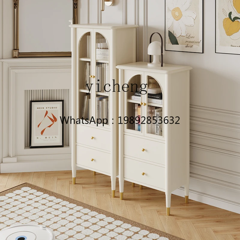 G2  TV Low Side Cabinet Solid Wood White Storage Locker Snack Standing Cabinet
