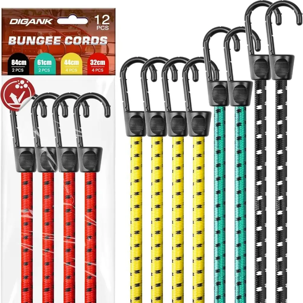 Juego de cuerdas elásticas de goma circulares, surtido de alta elasticidad, lona multiusos para dosel, lazos de bola, cuerdas elásticas con ganchos