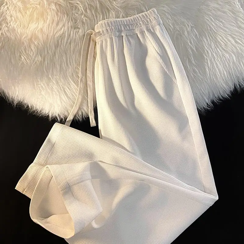 

Мужские повседневные спортивные брюки прямого кроя, весна-осень, модные, свободные, с высокой талией, длинные, немнущиеся, тонкие, базового цвета